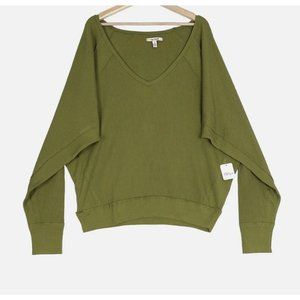 Free People NWT Santa Clara Thermal Long Sleeve Top in Green Size XS